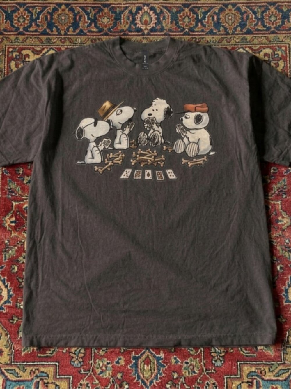 Brown snoopy playing card cute tee shirt